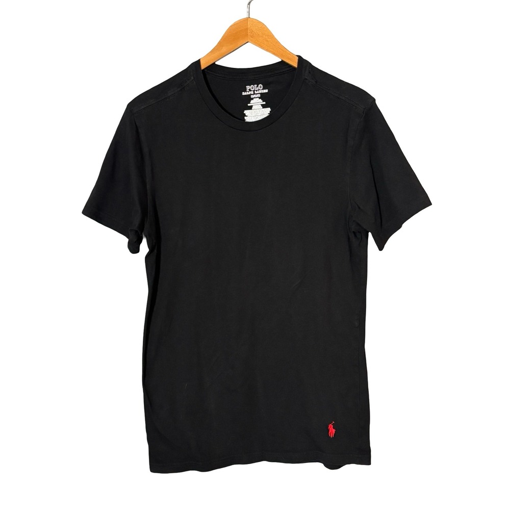 Polo Ralph Lauren Mens Slim Fit T-Shirt Medium Black Cotton Red Pony Logo